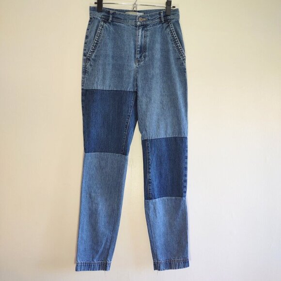 Vintage High Waisted Mom Jeans ColorBlock Patchwork Boho Women's Size 6 - Picture 3 of 7
